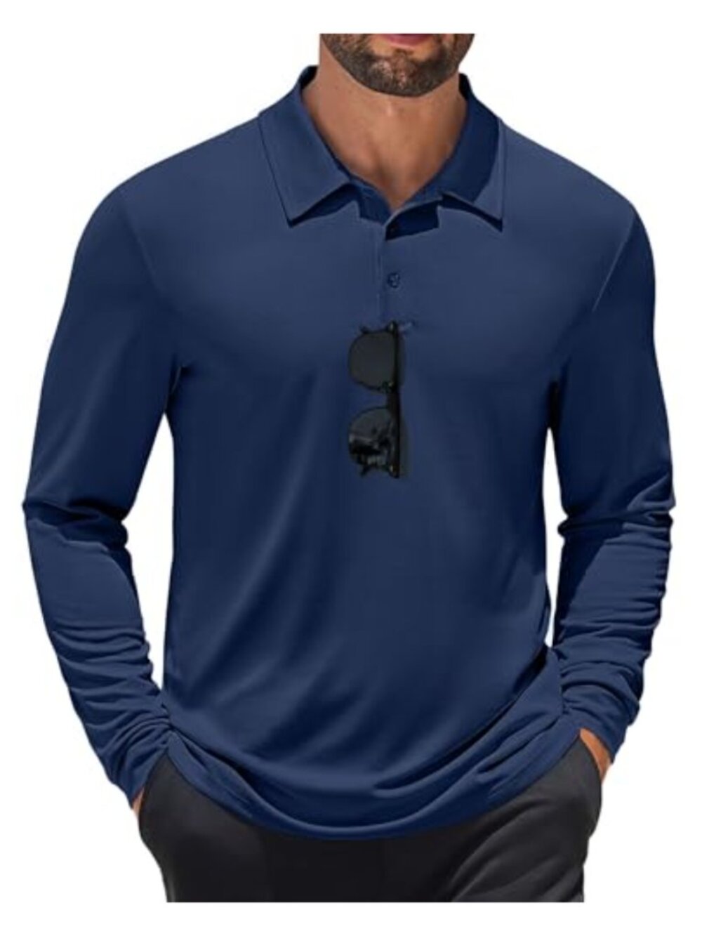 Men's Long Sleeve Polo Shirt Quick Dry Moisture Wicking Golf Casual